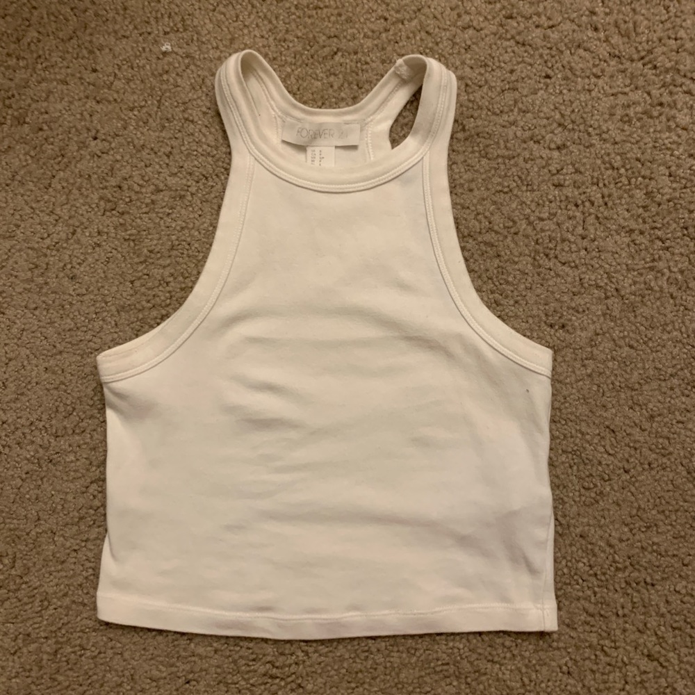 f21 white cropped top